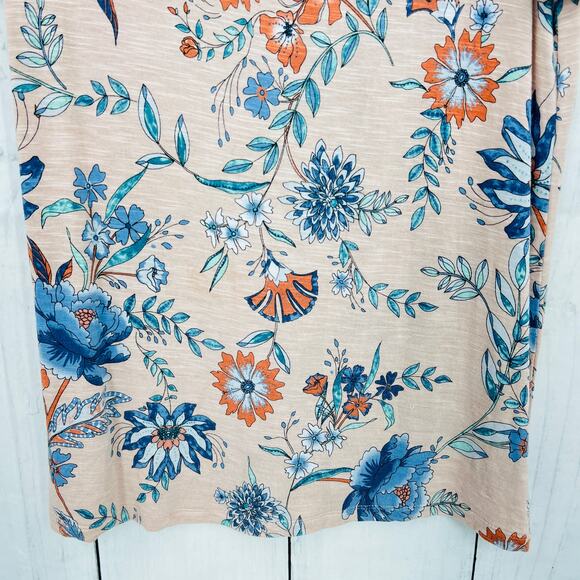 LOFT Outlet Pink Floral Tee Shirt stretchy boho cap sleeve sz XS - Picture 5 of 7